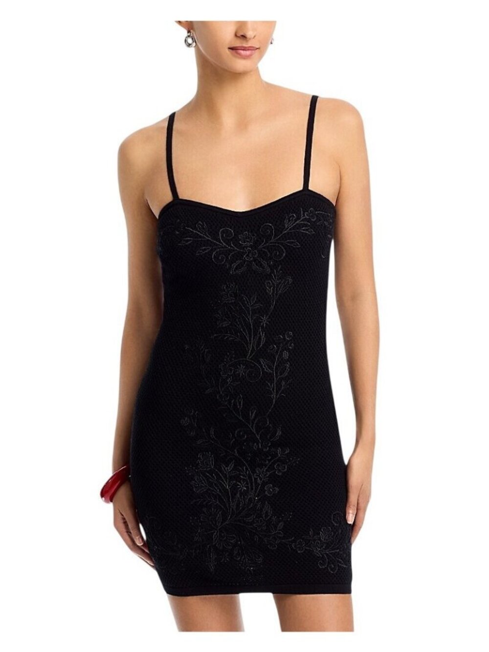 NWT Aqua Placed Crochet Lined Midi Dress GMS58613 Black M